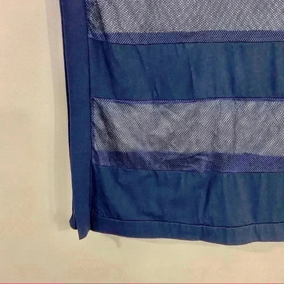 La Moda Black Sheer Mesh Striped Sleeveless Blouse - Picture 4 of 12